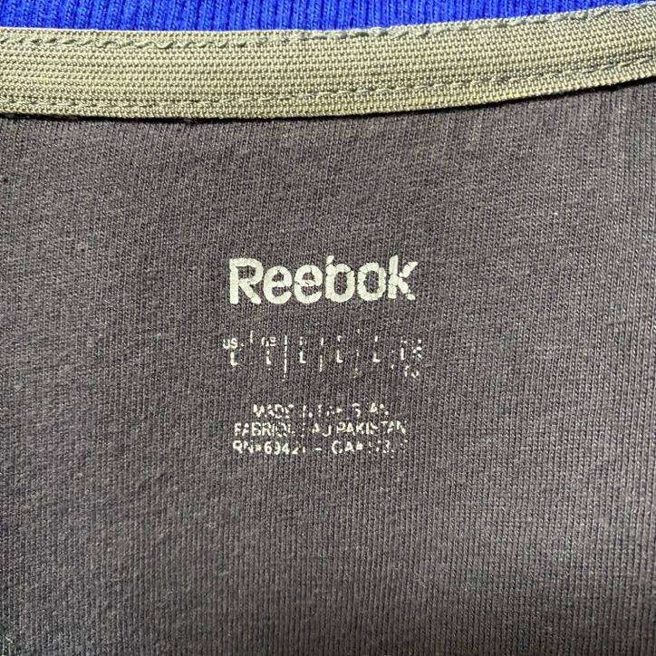 古着 used Reebok リーボック 長袖ハイネックフルジップスウェット トラックジャケット ブルーグレー Lサイズ