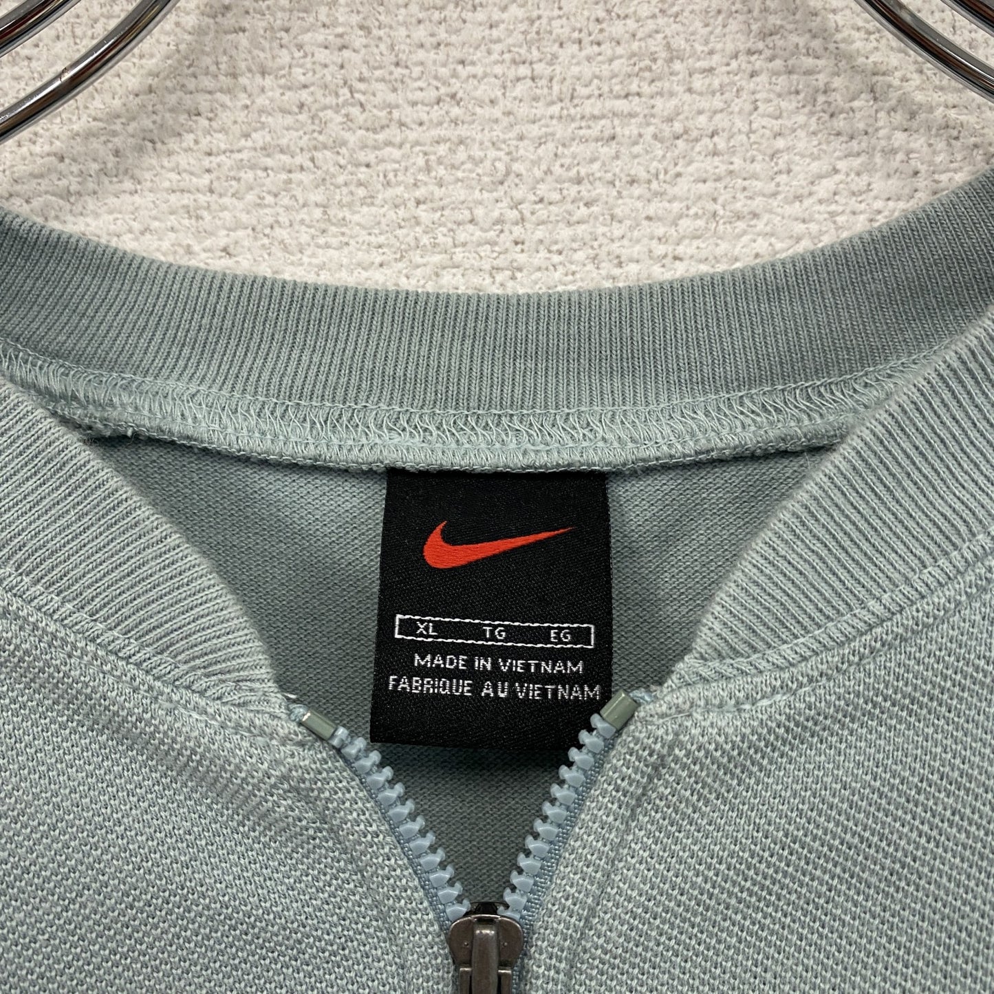 ~00s NIKE ナイキ ハーフジップ半袖Tシャツ ヴィンテージ 水色 ライトブルー グレー XLサイズ