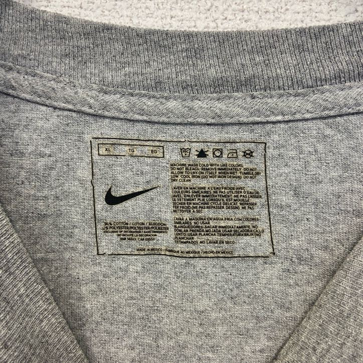 古着 used NIKE ナイキ 半袖プリントTシャツ スウッシュロゴ クルーネック ノームコア レトロ グレー XLサイズ
