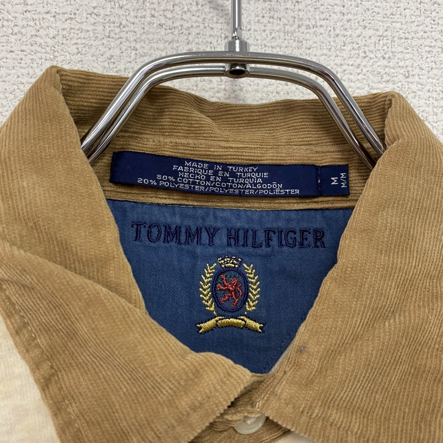 TOMMY HILFIGER トミーヒルフィガー 長袖ポロシャツ/ラガーシャツ コーデュロイカラー ベージュ Mサイズ