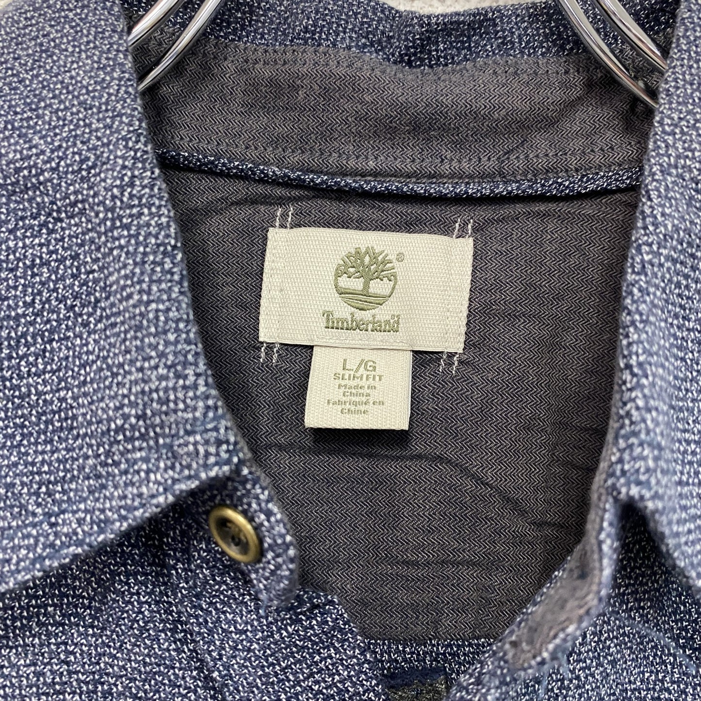Timberland ティンバーランド 長袖シャツ エルボーパッチ 紺 ネイビー Lサイズ