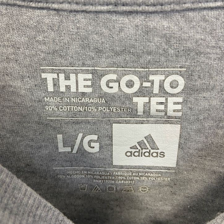 古着 used adidas アディダス 半袖プリントTシャツ グレー シッソンヴィル インディアンズ サッカー Lサイズ