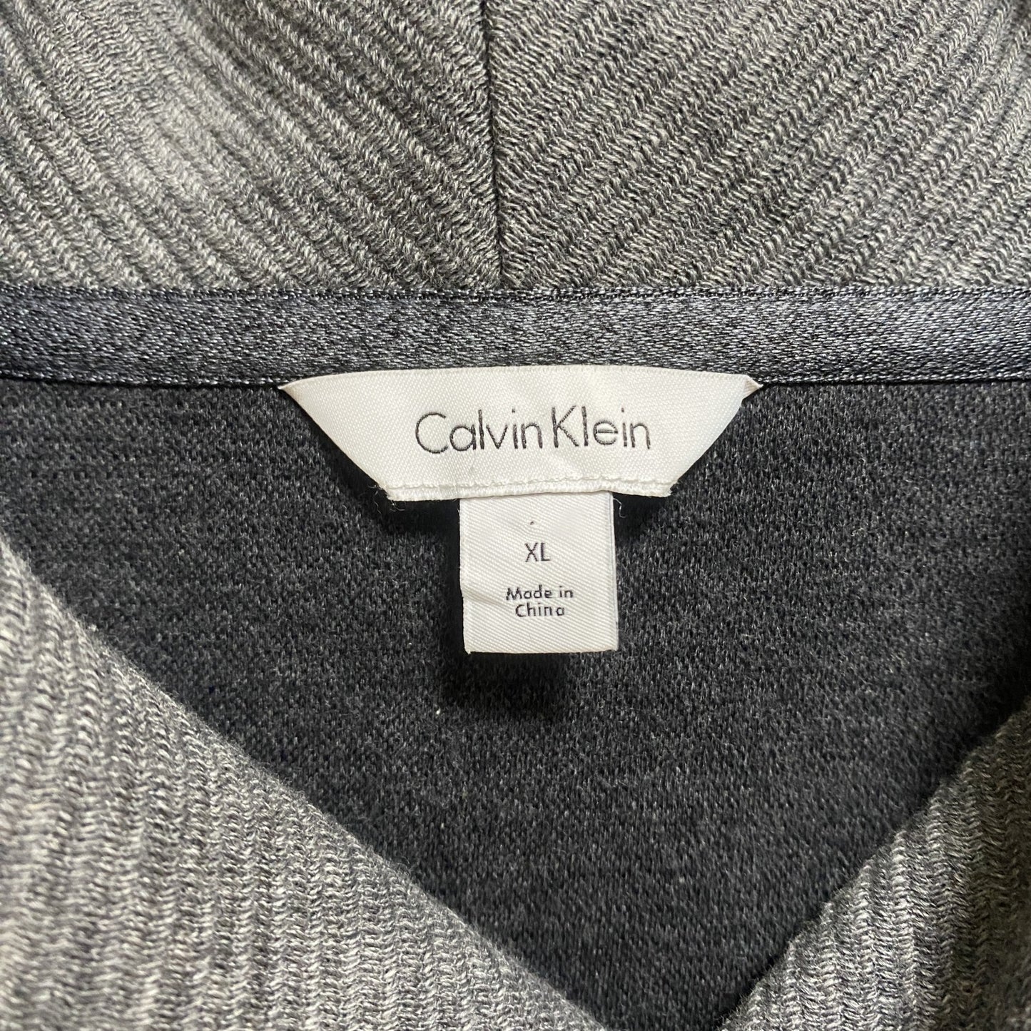 古着 used Calvin Klein 長袖ショールカラースウェット トレーナー ダークグレー ビックシルエット XLサイズ