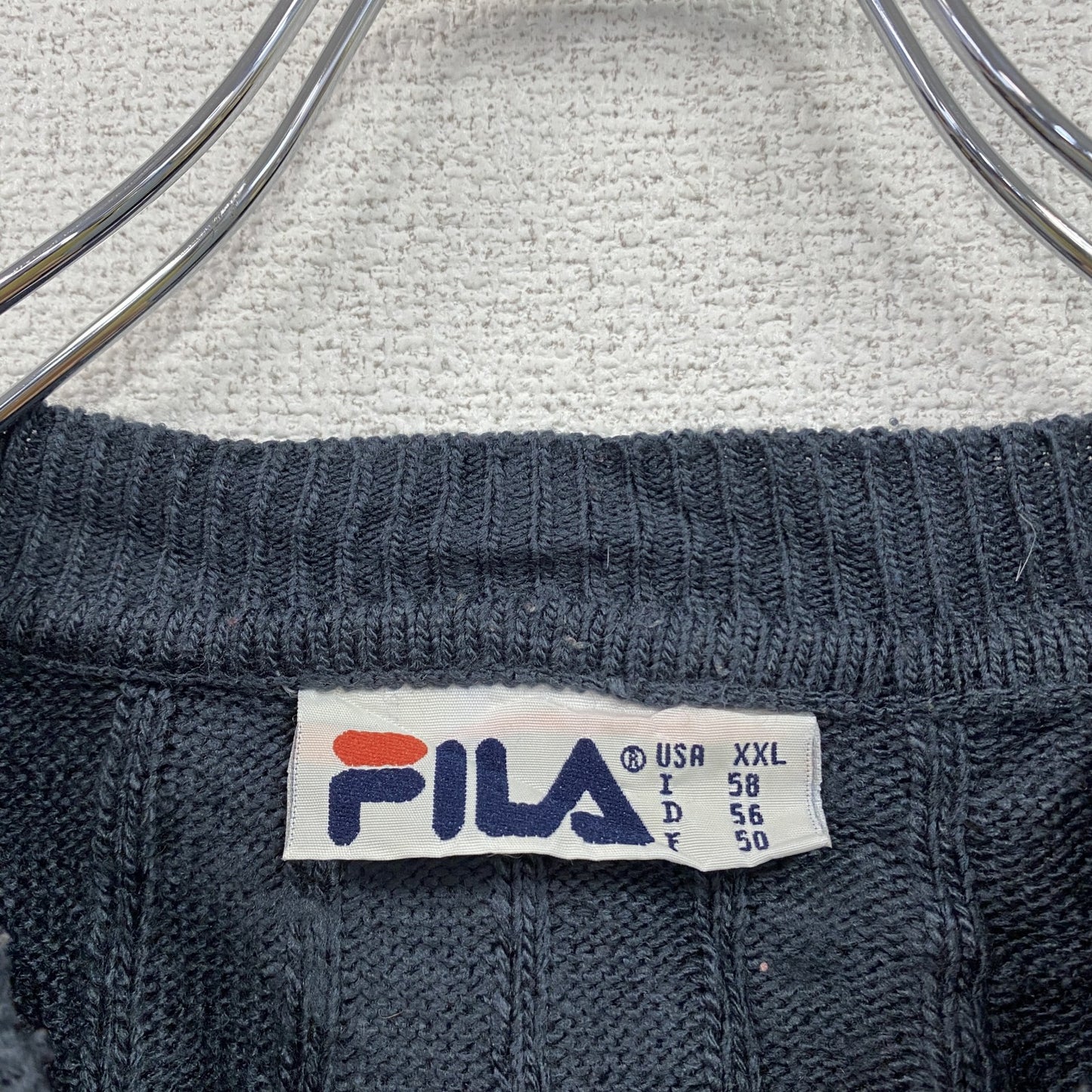 FILA フィラ ポリエステルニット セーター 黒 ブラック XXLサイズ