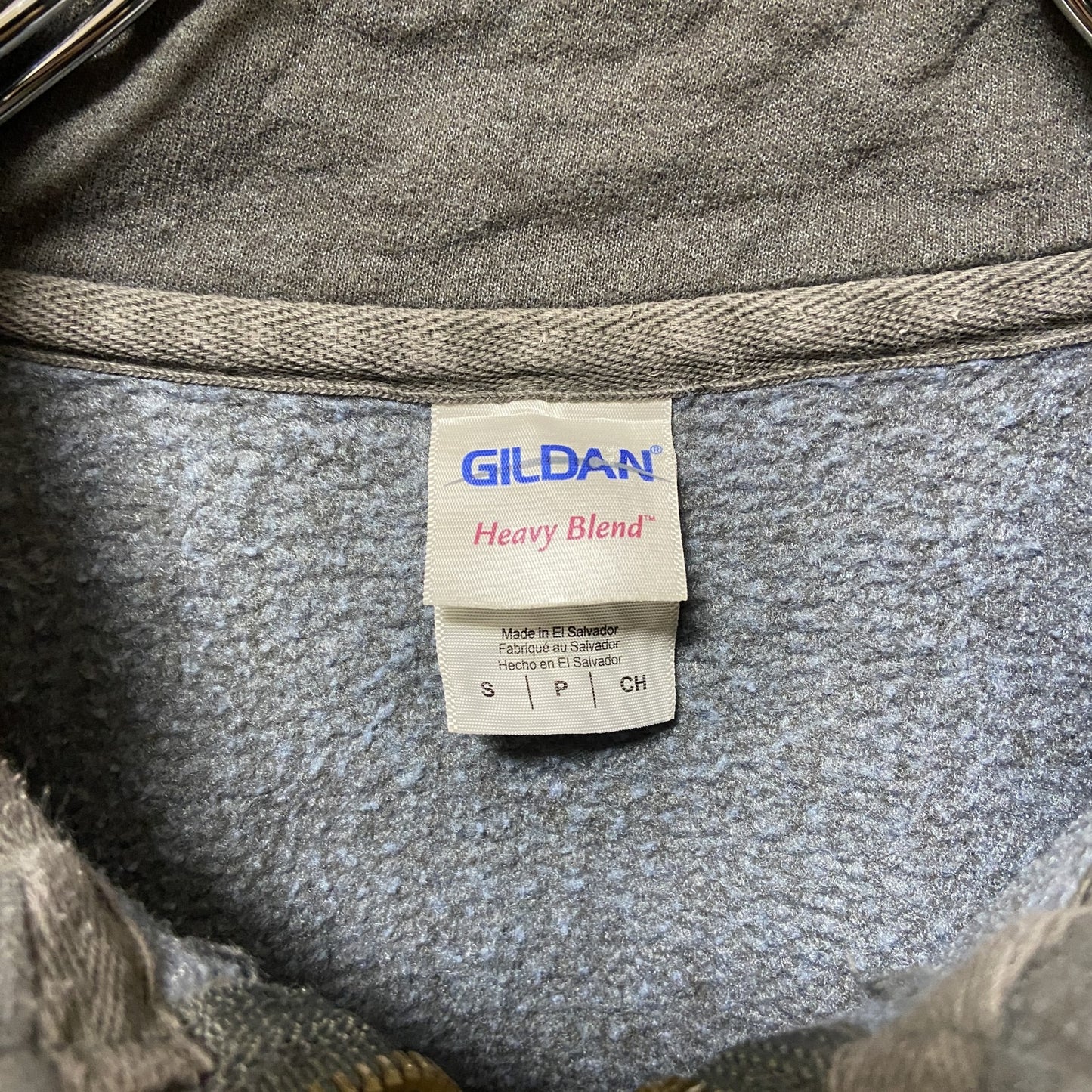 古着 used GILDAN ギルダン 長袖ハーフジップスウェット トレーナー グレー WEST BOCA ハイネック Sサイズ