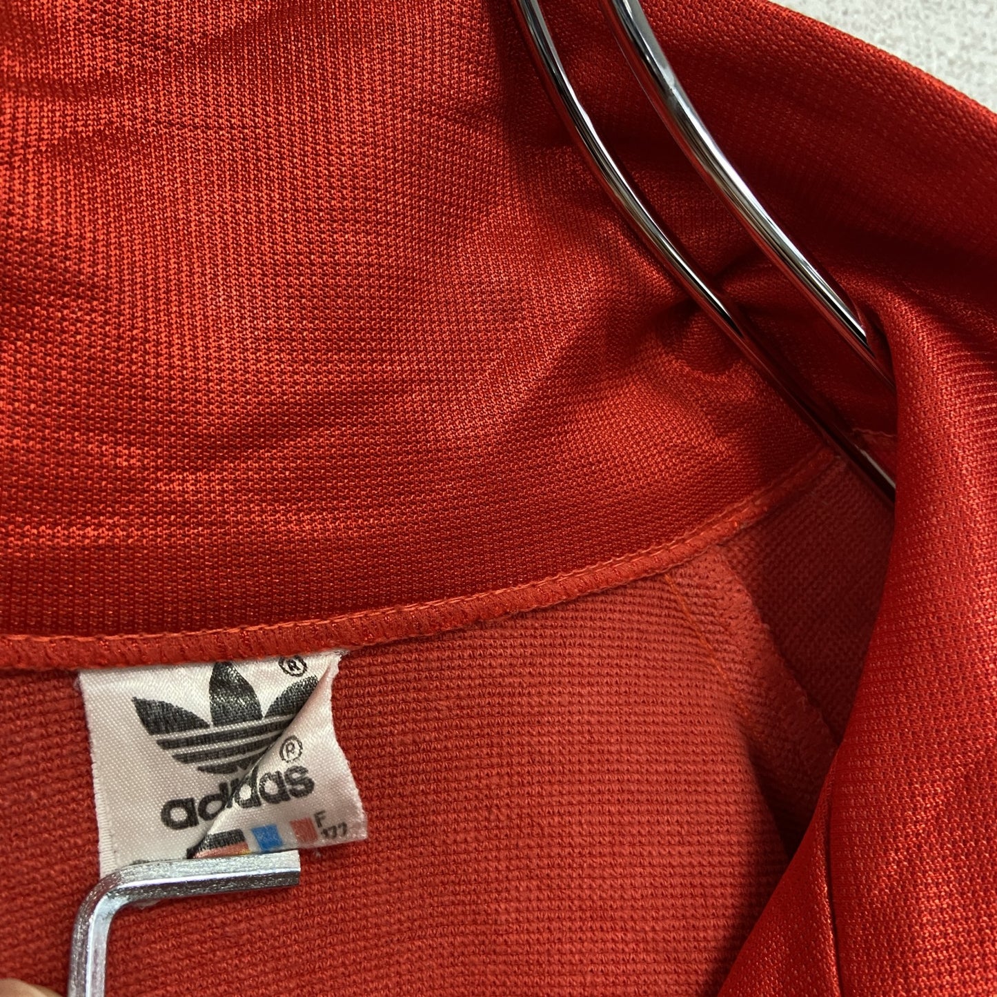 ~80s adidas アディダス トラックジャケット/ジャージ フロッキープリント 赤 レッド F177サイズ