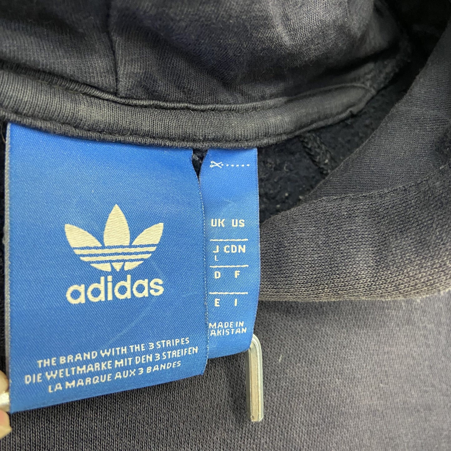 adidas アディダス スウェットパーカー/フーディー フェード ラグランスリーブ トレフォイルロゴ 黒 ブラック Lサイズ