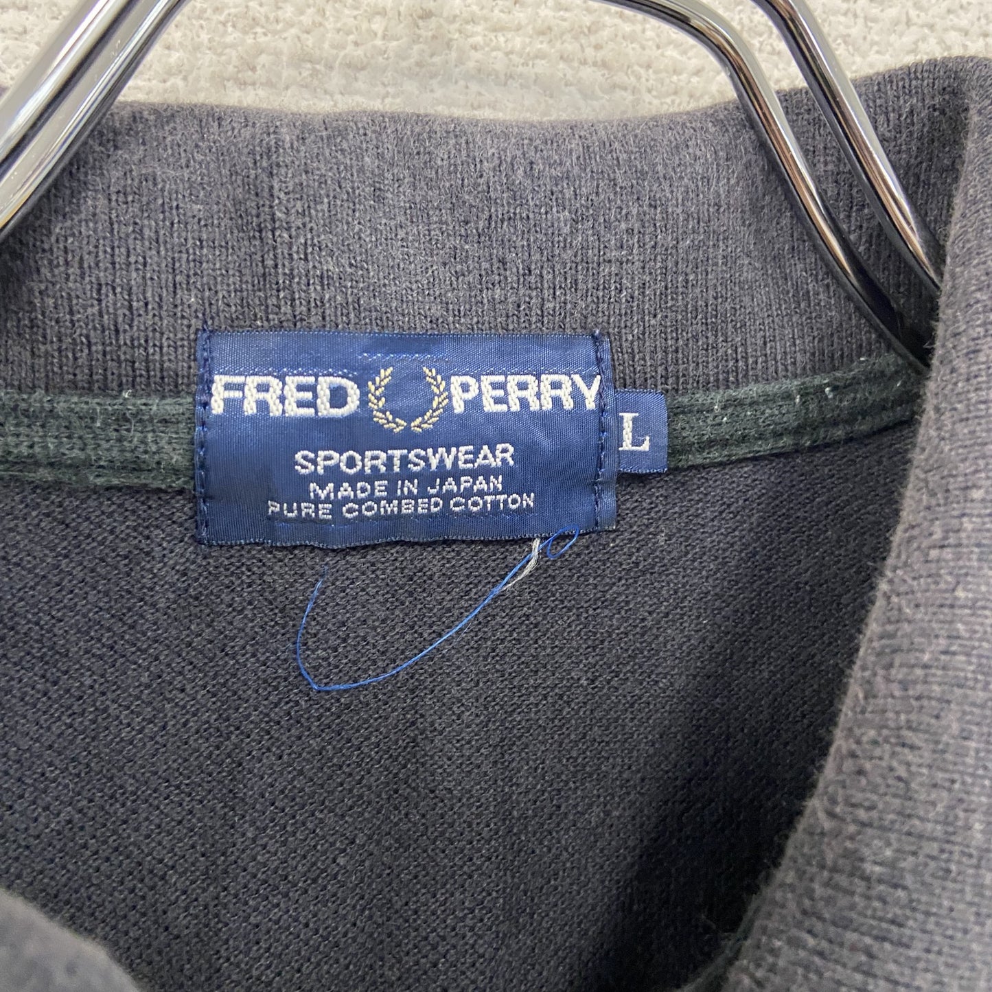 FRED PERRY フレッドペリー 半袖ポロシャツ 刺繍ロゴ フェード ワンポイント 紺 ネイビー Lサイズ