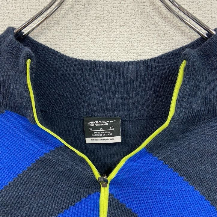 NIKE ナイキ ハーフジップアクリル混ウールニットプルオーバー Lサイズ