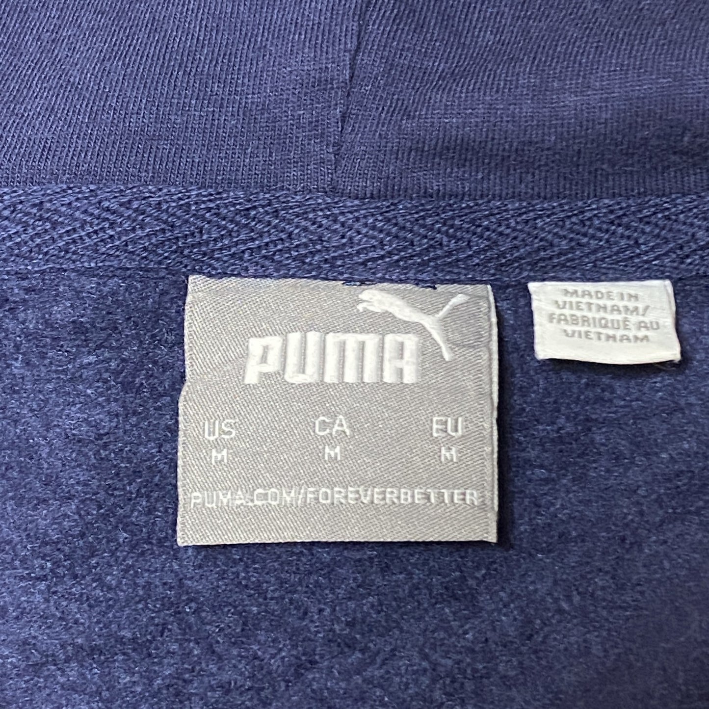 古着 used PUMA プーマ 長袖立体ロゴパーカー スウェットプルオーバー シンプル ネイビー 秋冬服 Mサイズ