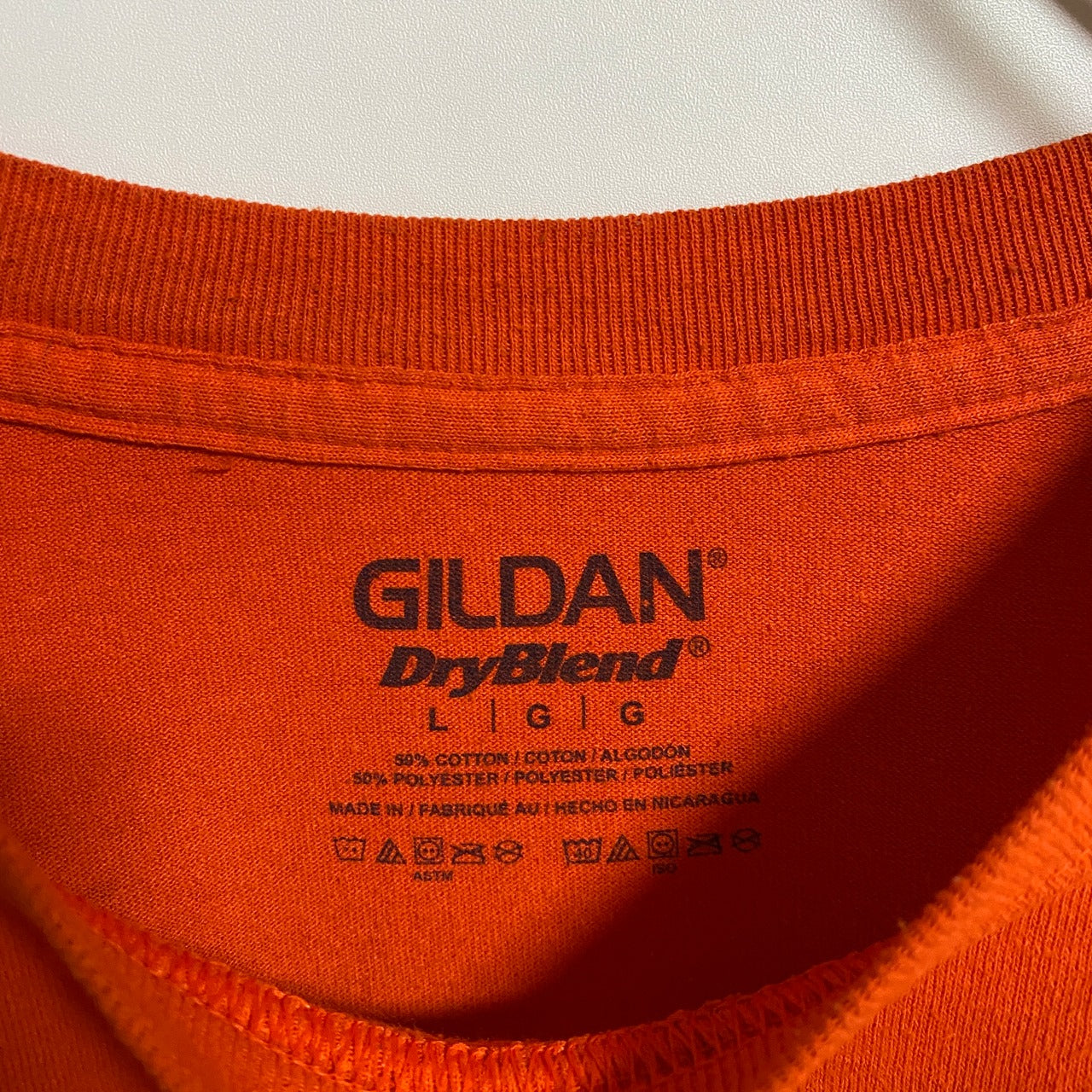 古着 used GILDAN ギルダン 半袖プリントTシャツ クルーネック オレンジ GREAT LAKES 春夏服 Lサイズ