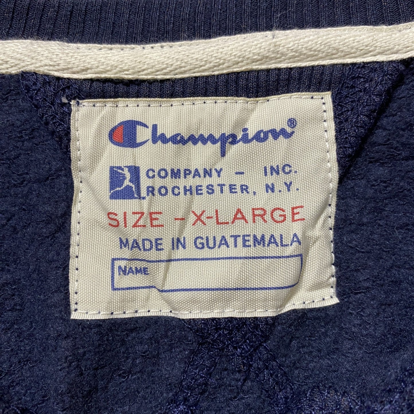 古着 used Champion チャンピオン 長袖プリントスウェット トレーナー ネイビー 鹿 オーバーサイズ XLサイズ