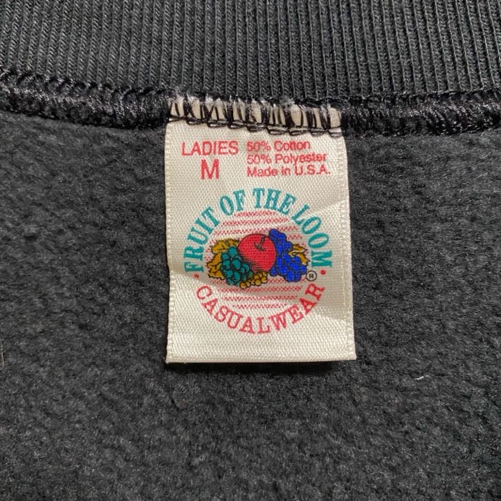 古着 used 90s USA製 FRUITOFTHELOOM 長袖無地スウェット トレーナー ノームコア 黒 秋冬服 Mサイズ
