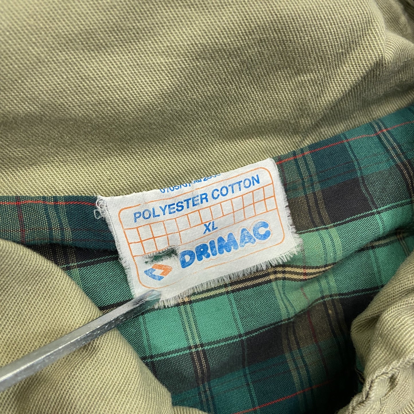 DRIMAC ハンティングジャケット 比翼仕立て ライナーチェック カーキ XLサイズ