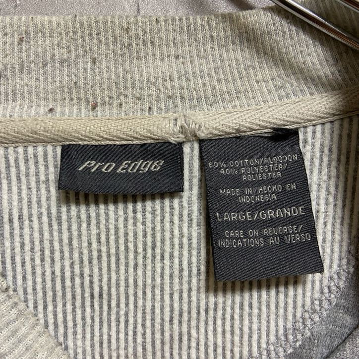古着 used Pro Edge 長袖刺繍カレッジスウェット トレーナー PURDUE パデュー大学 ライトグレー 白 Lサイズ