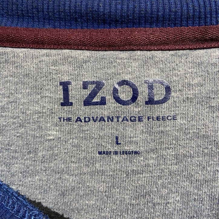 古着 used IZOD アイゾッド 長袖クルーネックスウェット トレーナー ワンポイント刺繍 ネイビー Lサイズ