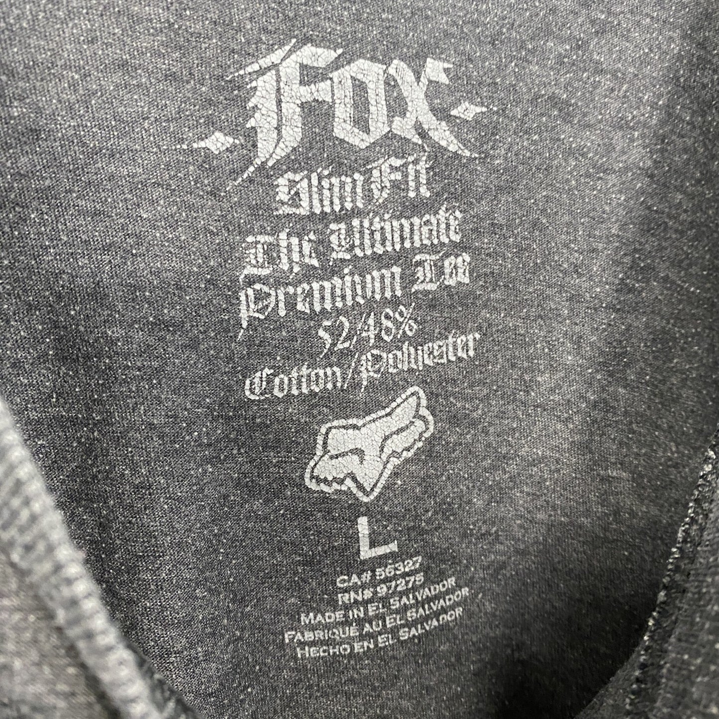 Fox Racing フォックスレーシング 半袖プリントTシャツ デカロゴ スカル 骸骨 クルーネック 黒 ブラック Lサイズ
