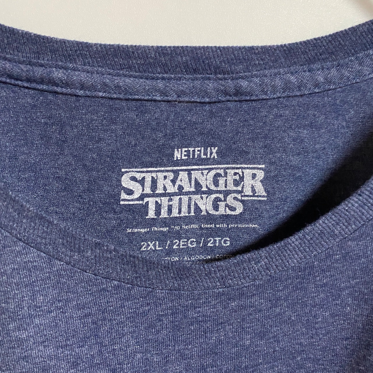 古着 used NETFLIX STRANGER THINGS 半袖ロゴプリントTシャツ ネイビー ビッグシルエット 2XLサイズ