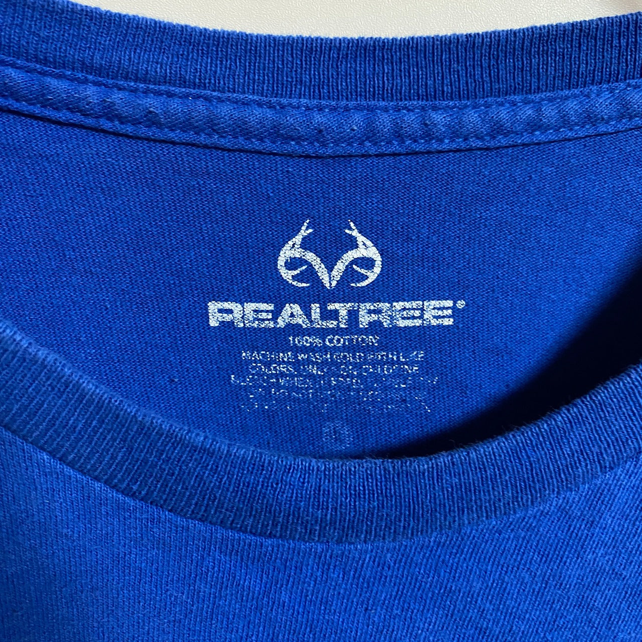 古着 used REALTREE 半袖プリントTシャツ クルーネック 魚 fish 釣り 青 ブルー 春夏服 Lサイズ