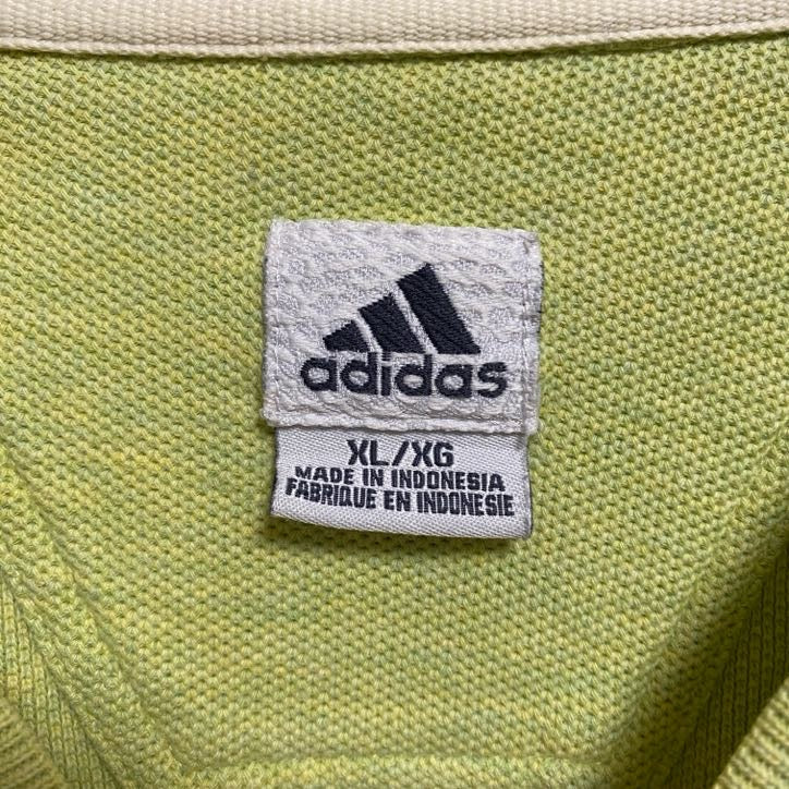 古着 used adidas アディダス 長袖ワンポイント刺繍ニット Vネックセーター 秋冬服 ビッグシルエット XLサイズ