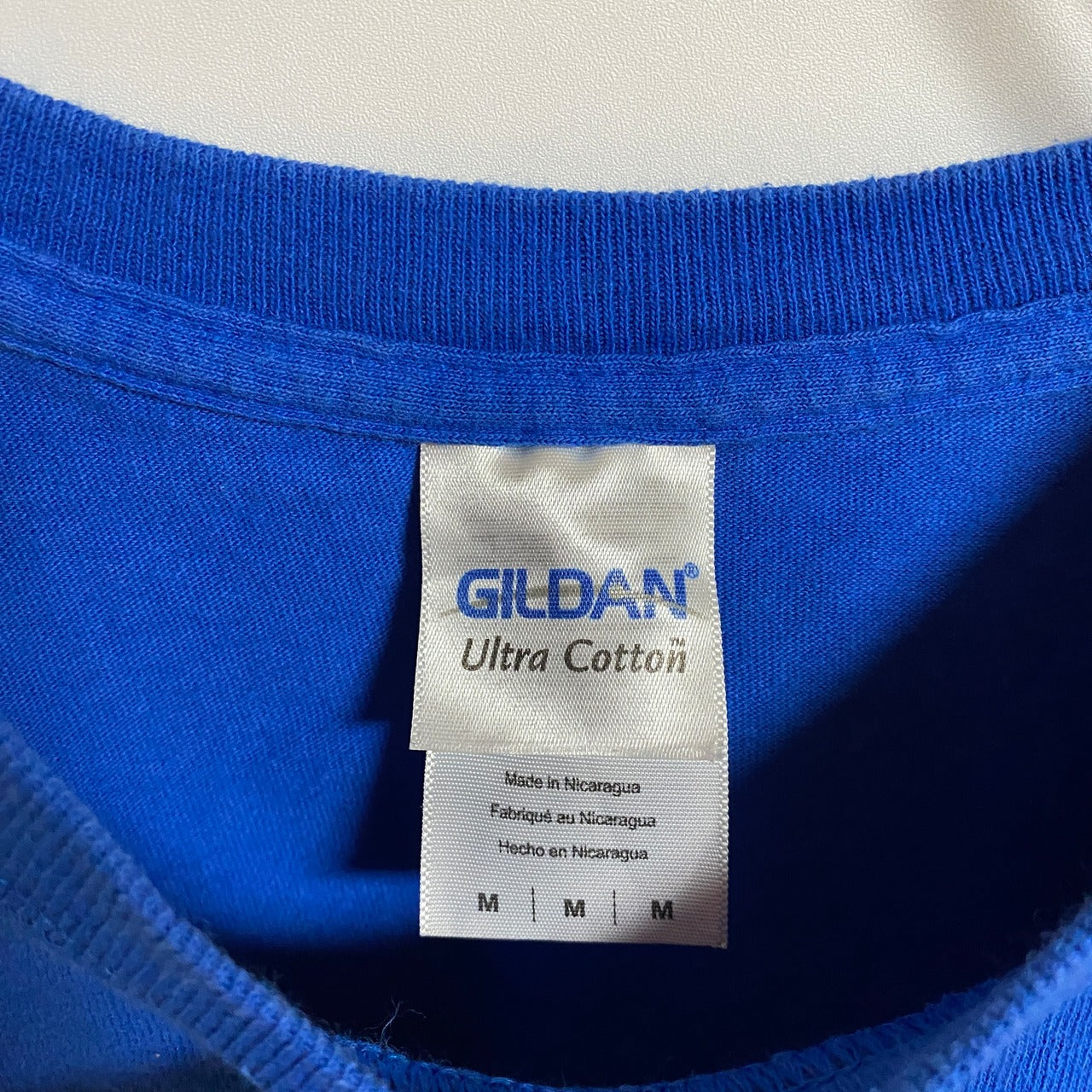 古着 used GILDAN ギルダン 半袖プリントTシャツ クルーネック RUMMEL MUDDERS 青 春夏服 Mサイズ