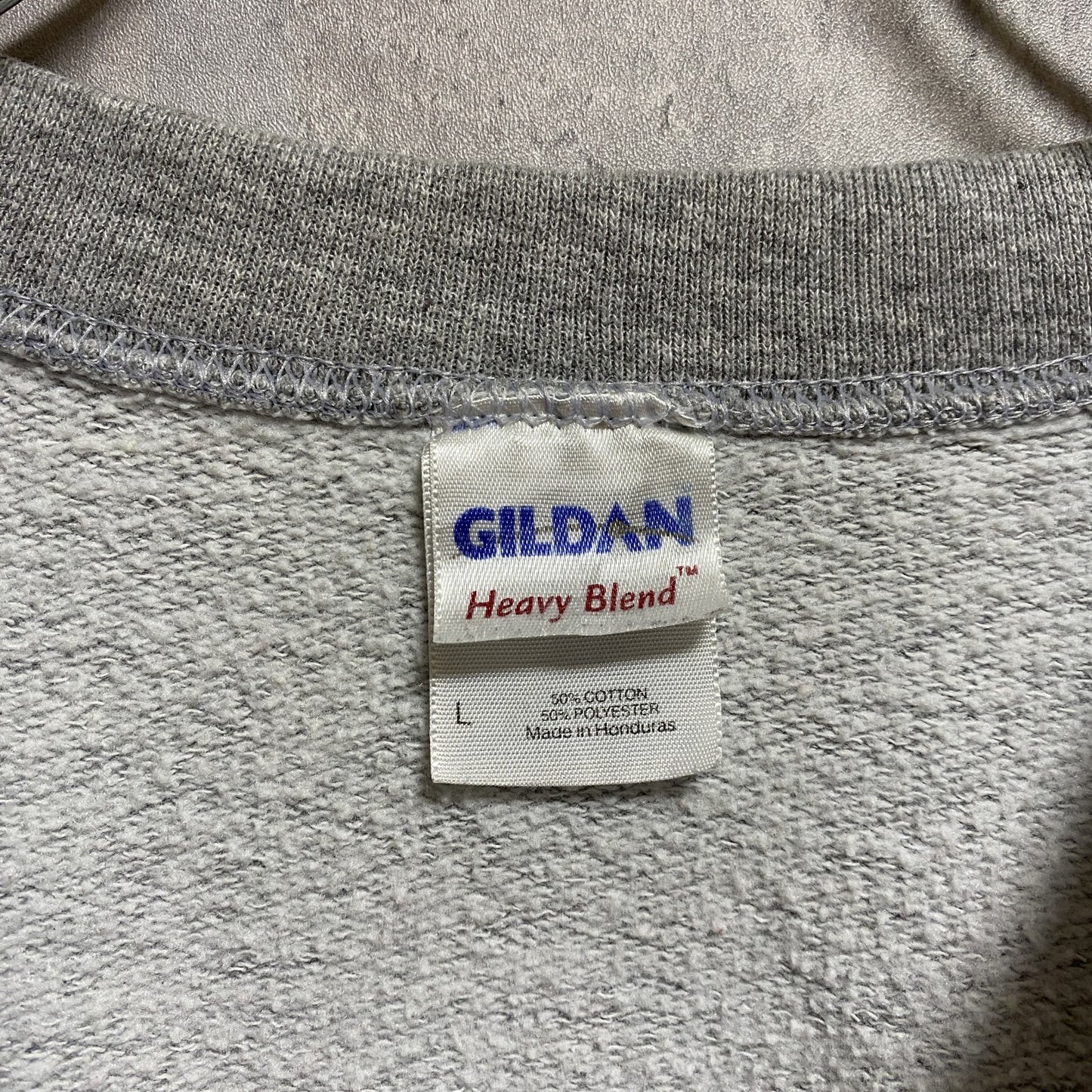 古着 used GILDAN ギルダン 長袖スウェット トレーナー NORTH CAROLINA グレー クルーネック Lサイズ