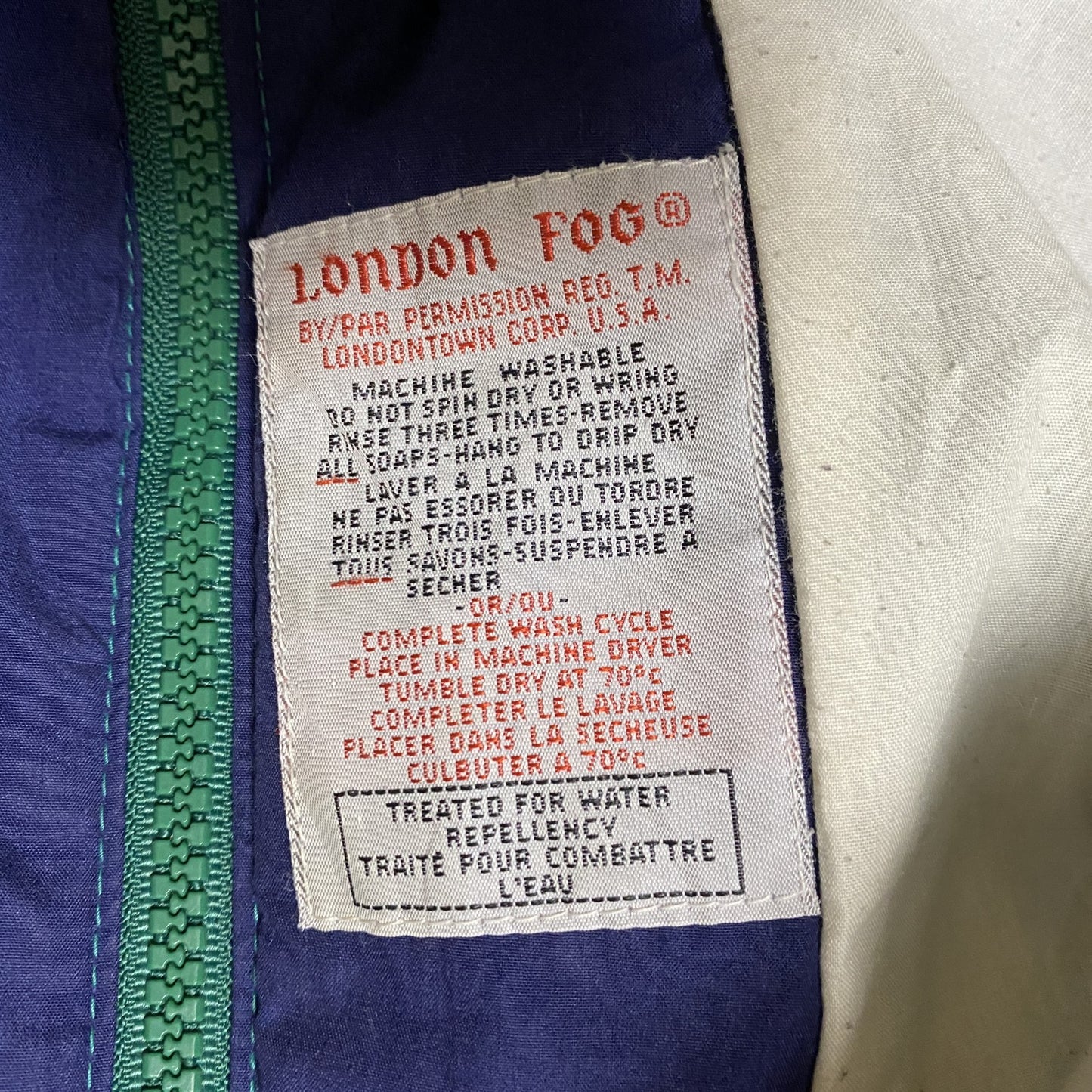 古着 used LONDON FOG ロンドンフォグ 長袖ジップアップナイロンジャケット マウンテンブルゾン ハイネック 緑