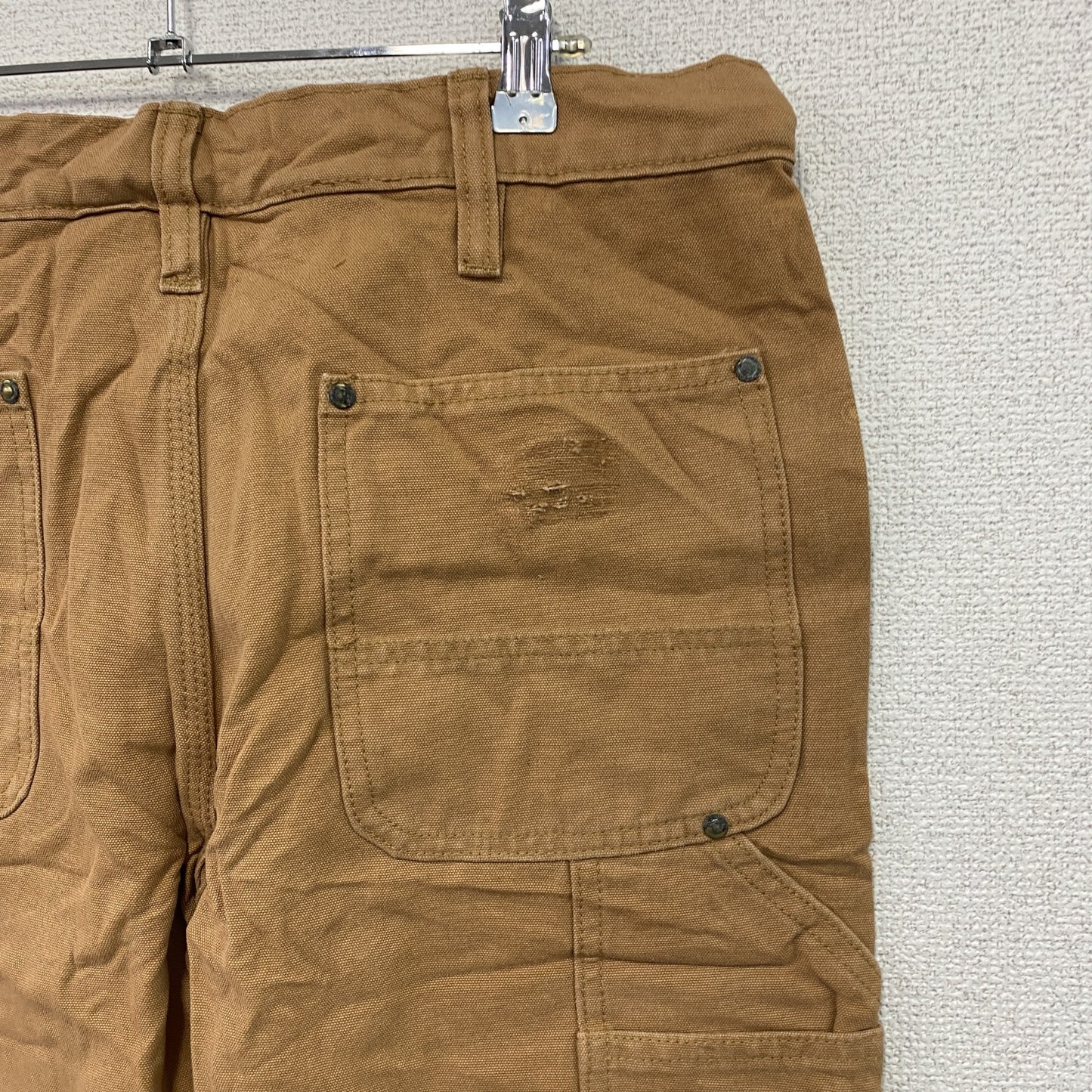 ノーブランド ダブルニーペインターパンツ ダックパンツ ジップフライ キャメル
