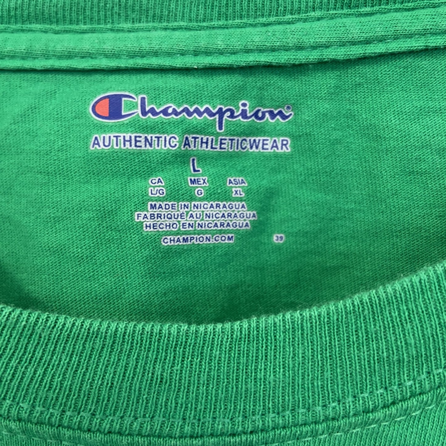 古着 used champion チャンピオン 半袖カレッジプリントTシャツ マーシャル大学 緑 クルーネック レトロ Lサイズ