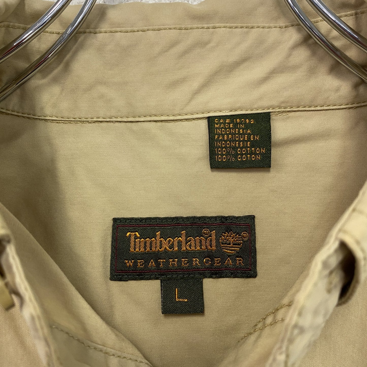 Timberland ティンバーランド 長袖ボタンダウンシャツ ベージュ Lサイズ