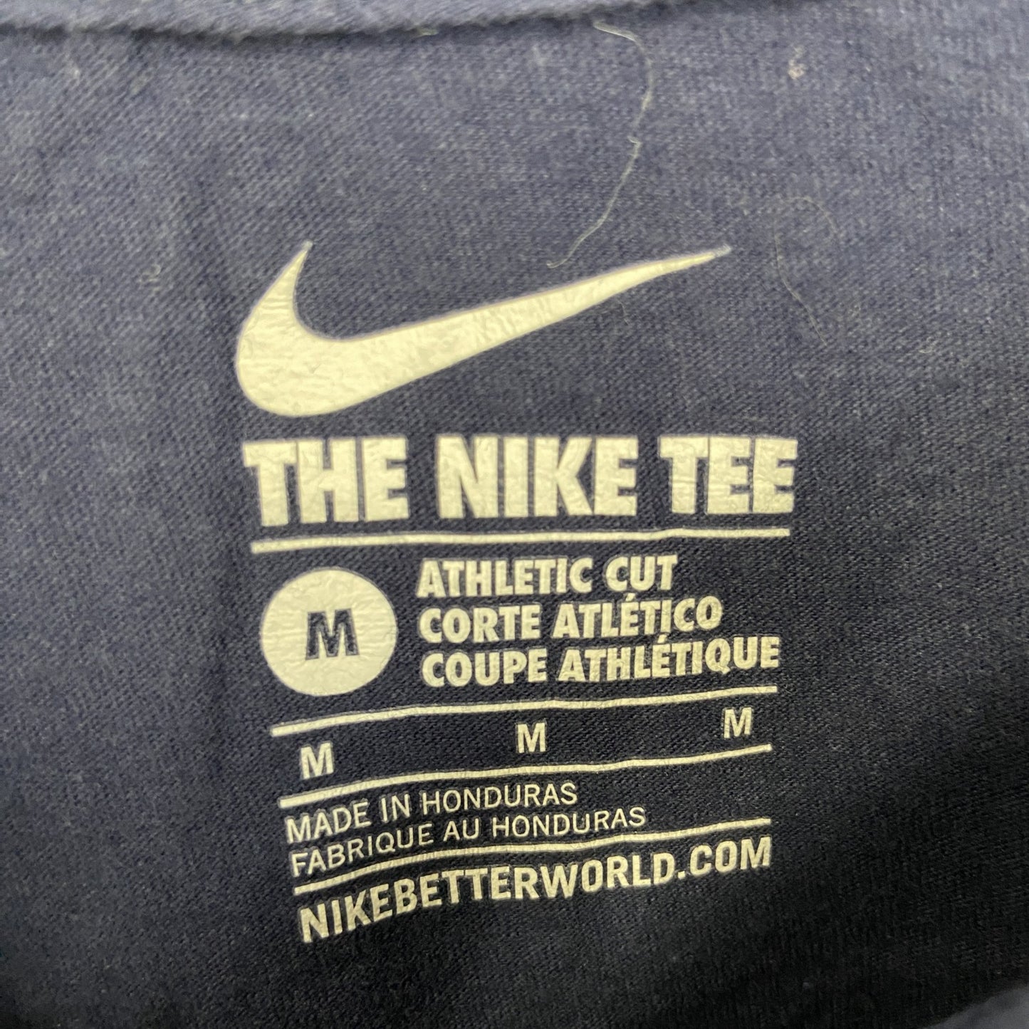 古着 used NIKE ナイキ 半袖プリントTシャツ バスケットボール スウッシュマーク ネイビー クルーネック Mサイズ