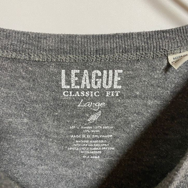 古着 used LEAGUE 半袖カレッジプリントTシャツ クルーネック メーンマリタイムアカデミー グレー 春夏服 Lサイズ