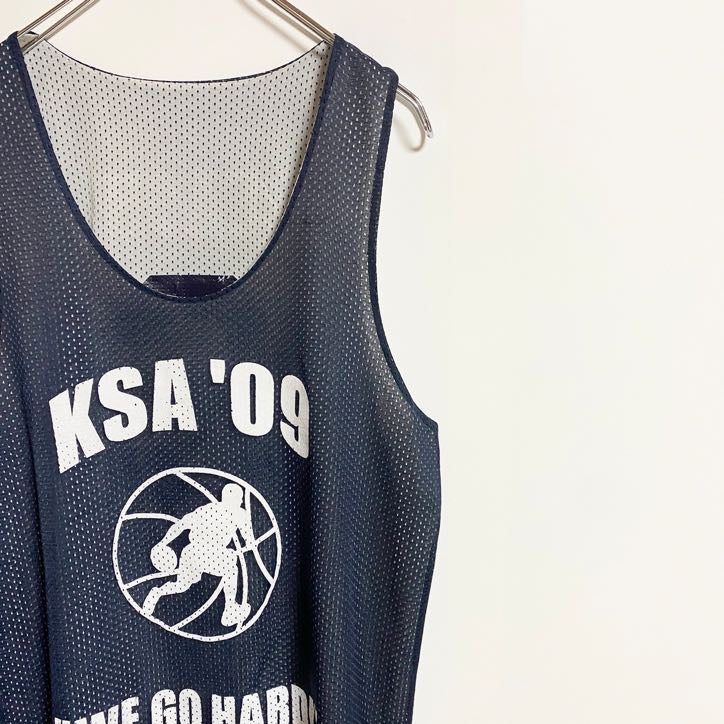 古着 used ゲームタンクトップシャツ メッシュ生地 バスケットボール basketball スポーツ 黒 ブラック ストリート