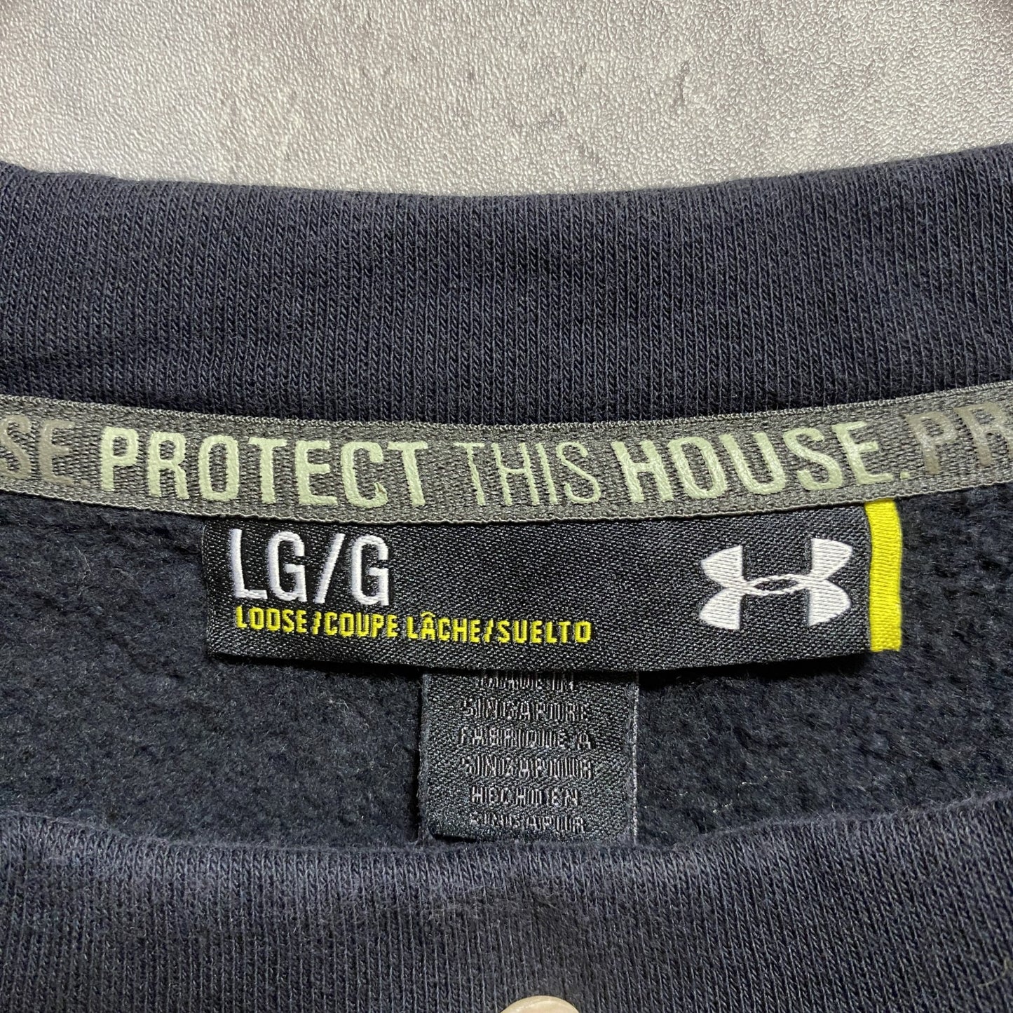 古着 used アンダーアーマー LIBERTY SOCCER 長袖プリントスウェット トレーナー 黒 ロゴ刺繍 Lサイズ