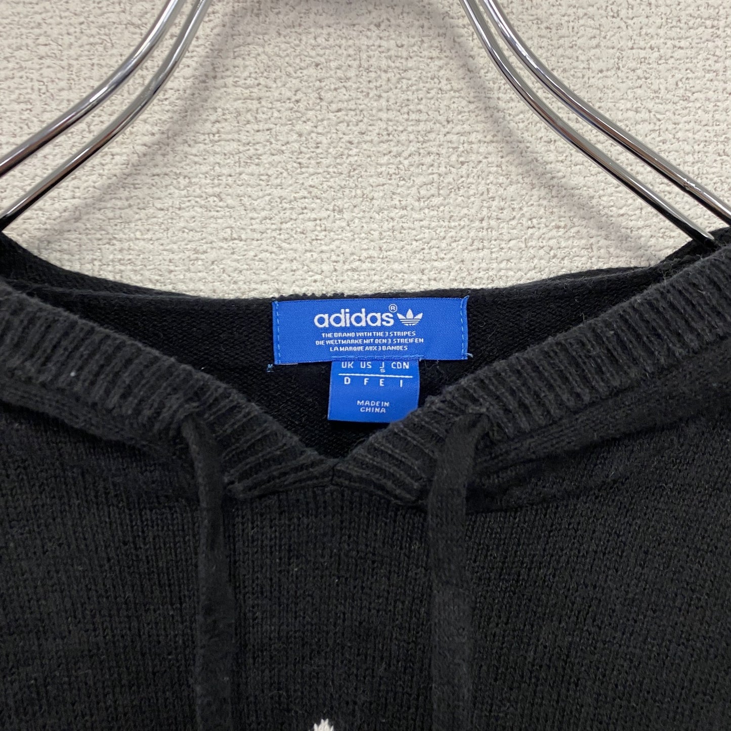 adidas アディダス コットンニットパーカー/フーディー 黒 ブラック Sサイズ