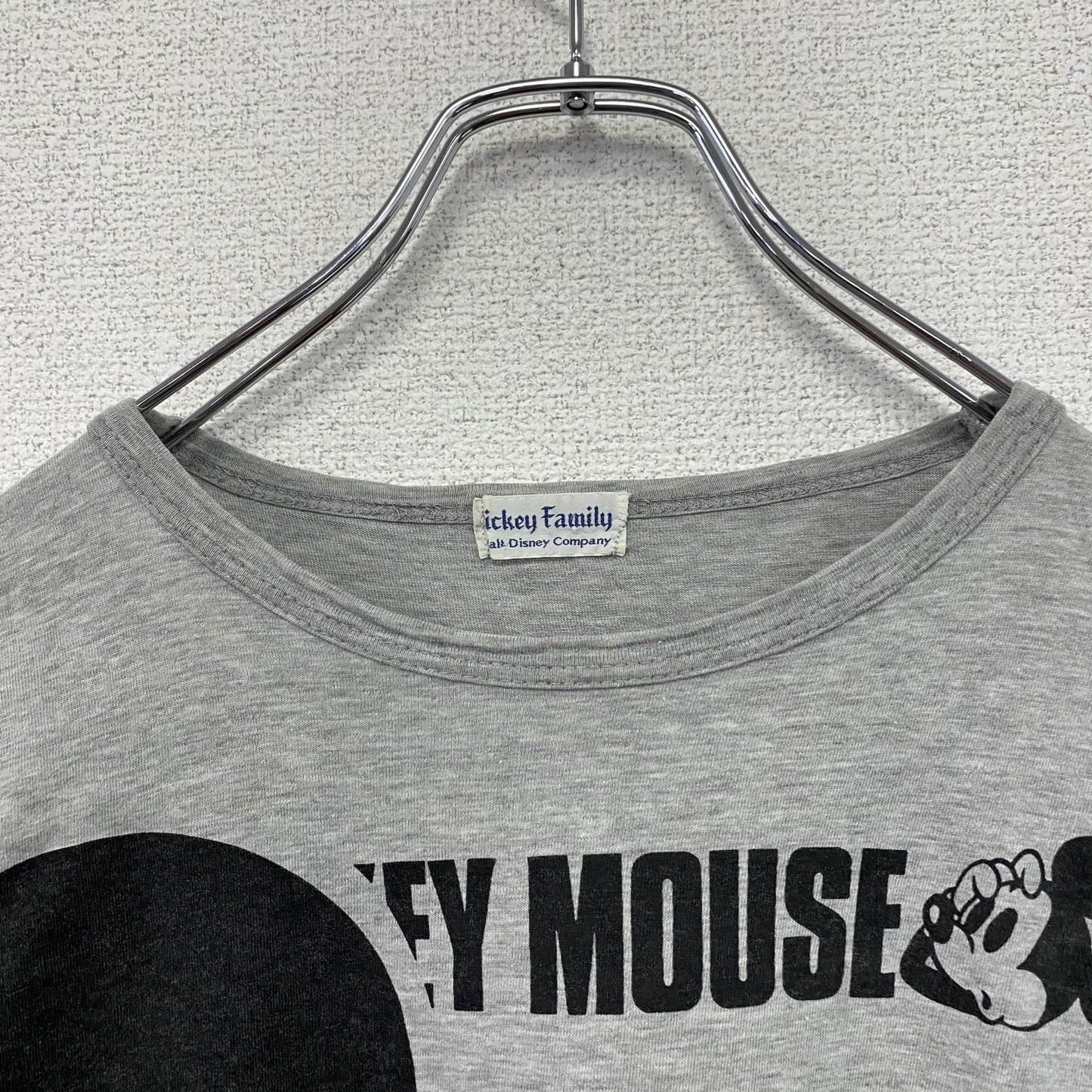 Disney ディズニー Mickey Family ミッキーマウス 半袖プリントTシャツ シングルステッチ グレー
