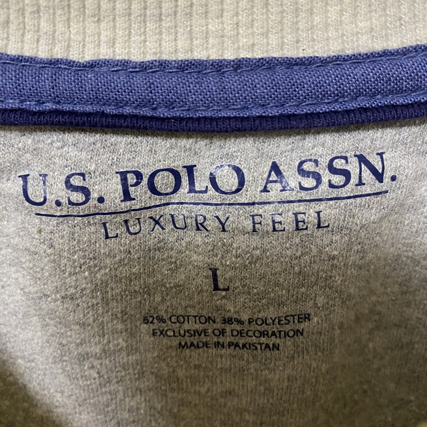 古着 used US POLO ASSN ユーエスポロアッスン 長袖ワンポイントロゴ刺繍パーカー シンプル レトロ 霜降りカラー