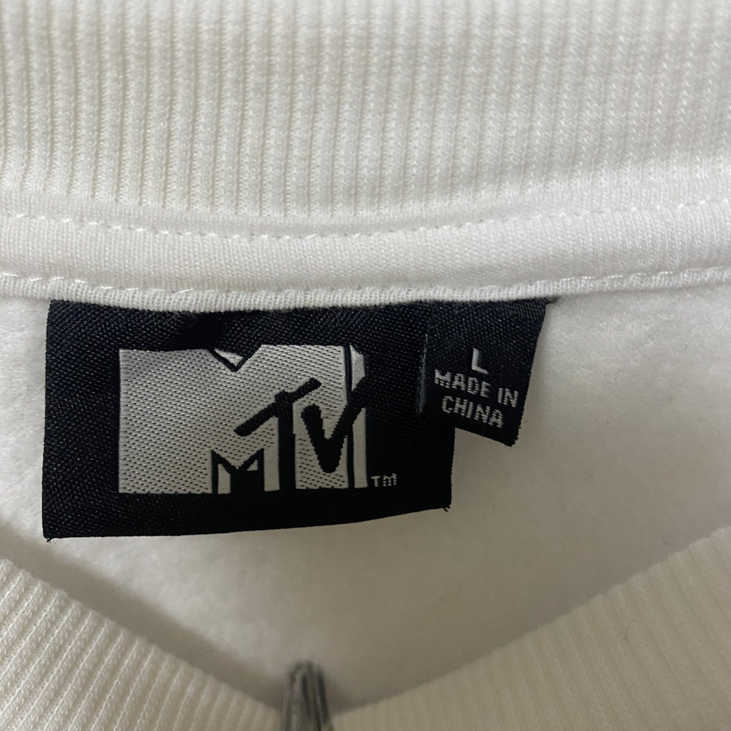 古着 used music tele vision ミュージックテレビジョン 長袖プリントスウェット トレーナー デカロゴ 白