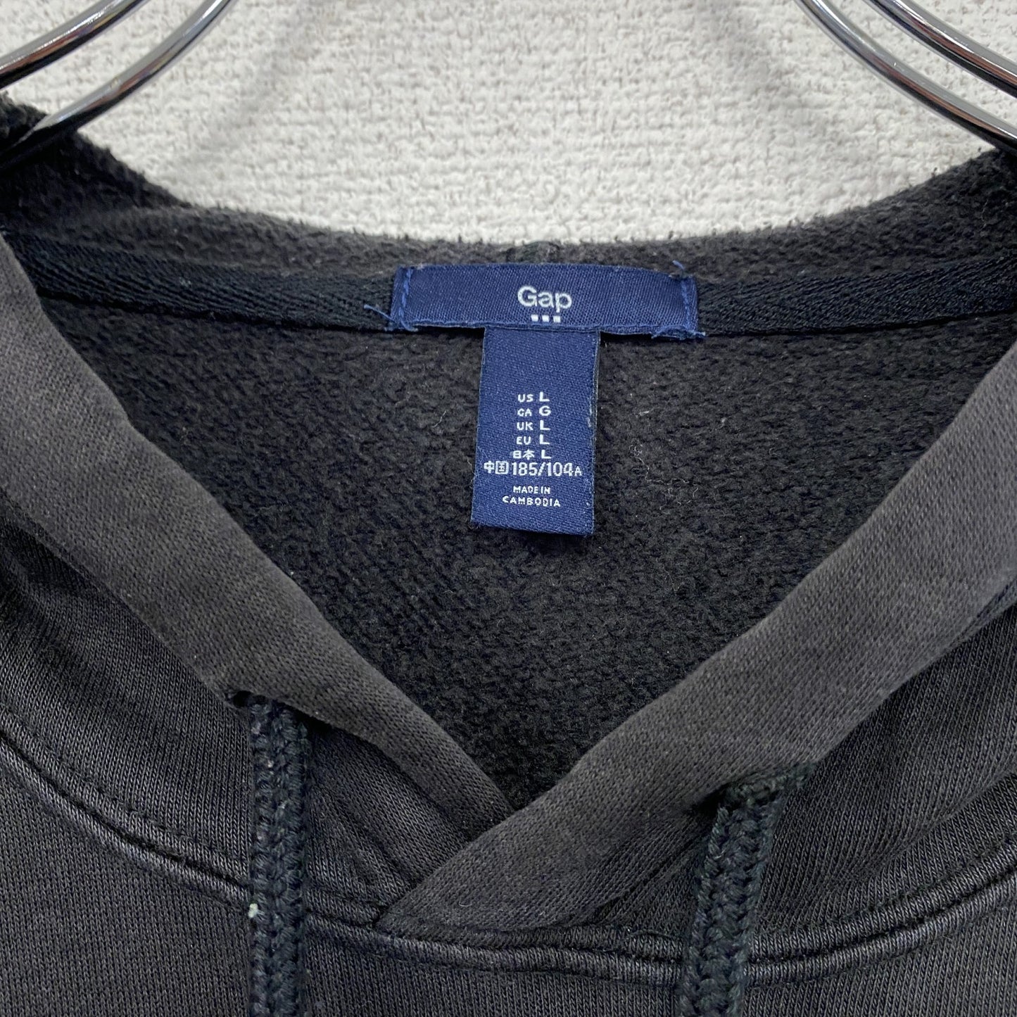 GAP ギャップ スウェットパーカー/フーディー デカロゴ フェード 黒 ブラック Lサイズ