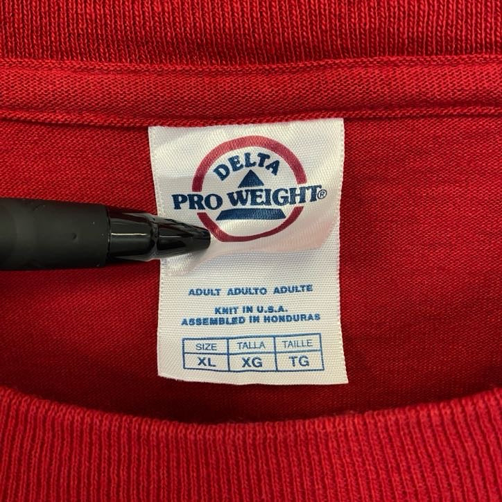 古着 used DELTA PRO WEIGHT 半袖プリントTシャツ クルーネック レトロ シティーボーイ 赤 XLサイズ