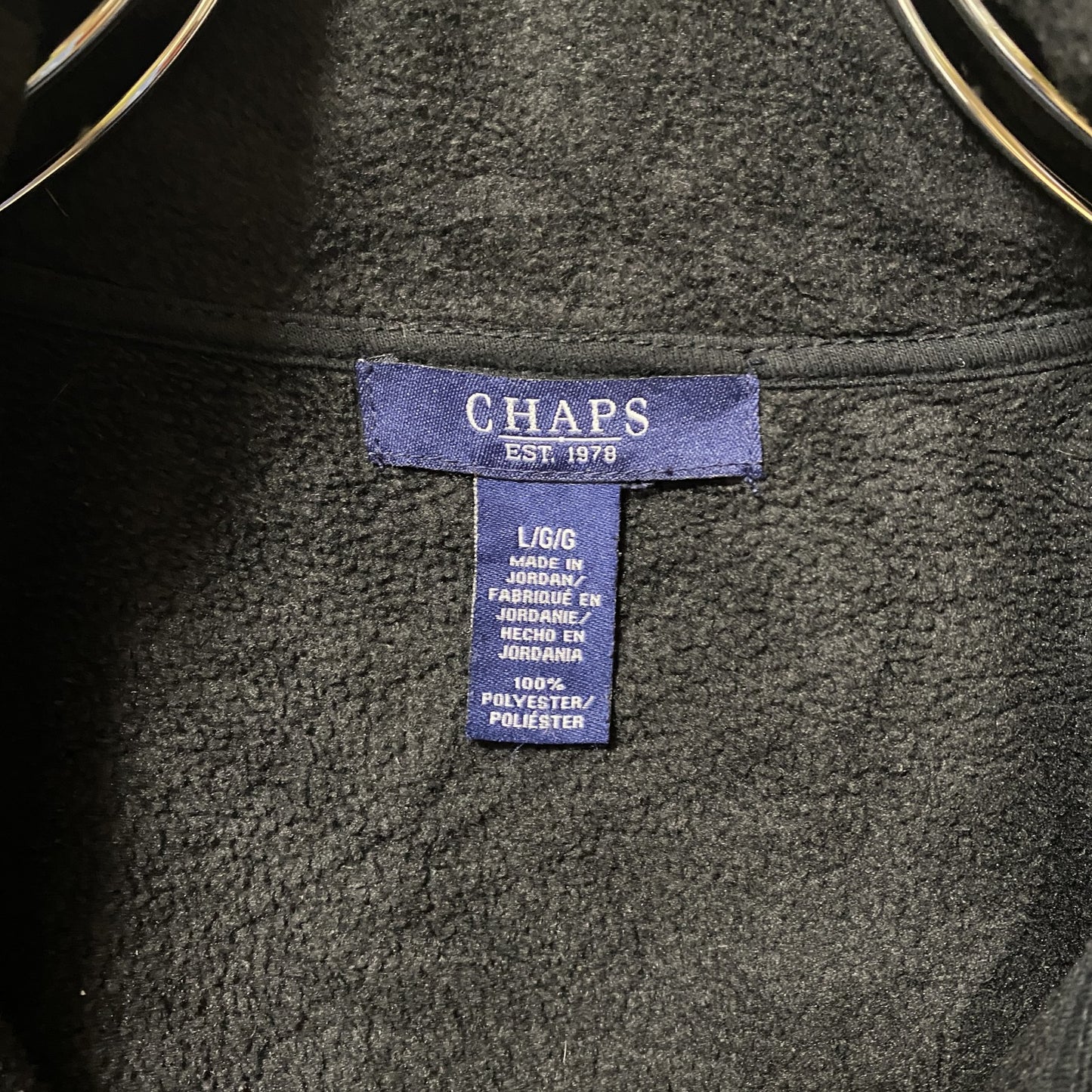 古着 used CHAPS チャップス フリースワークベスト ジップアップアウター ハイネック ポケット 黒 ブラック Lサイズ