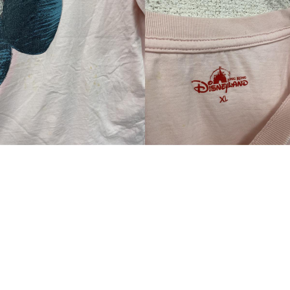 Disney Land Hong Kong ミニーマウス 半袖プリントTシャツ ピンク XLサイズ