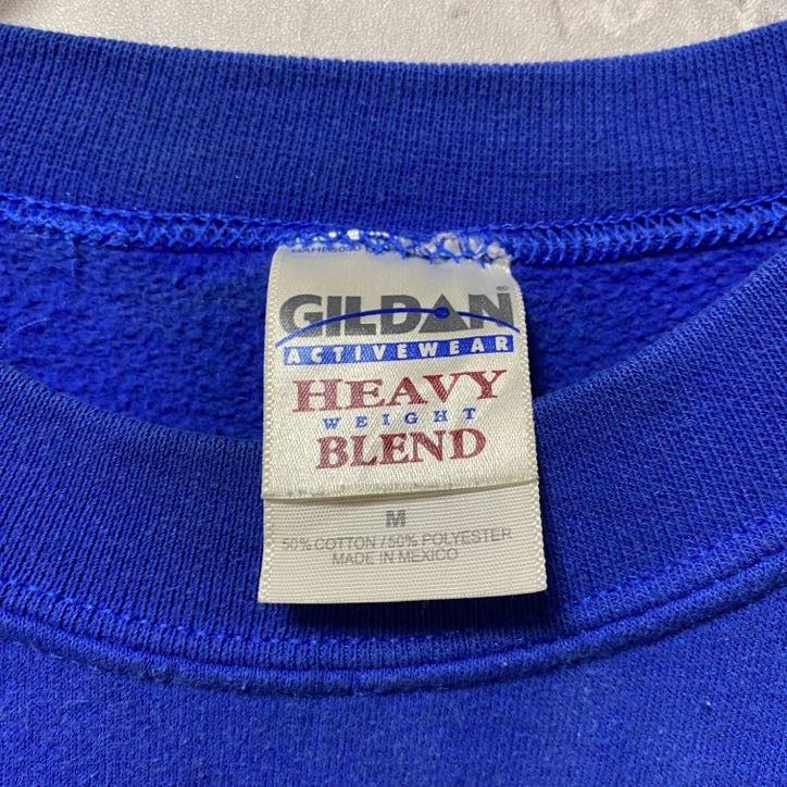 古着 used GILDAN ギルダン 長袖プリントスウェット トレーナー バックプリント 青 ブルー 熊 Mサイズ
