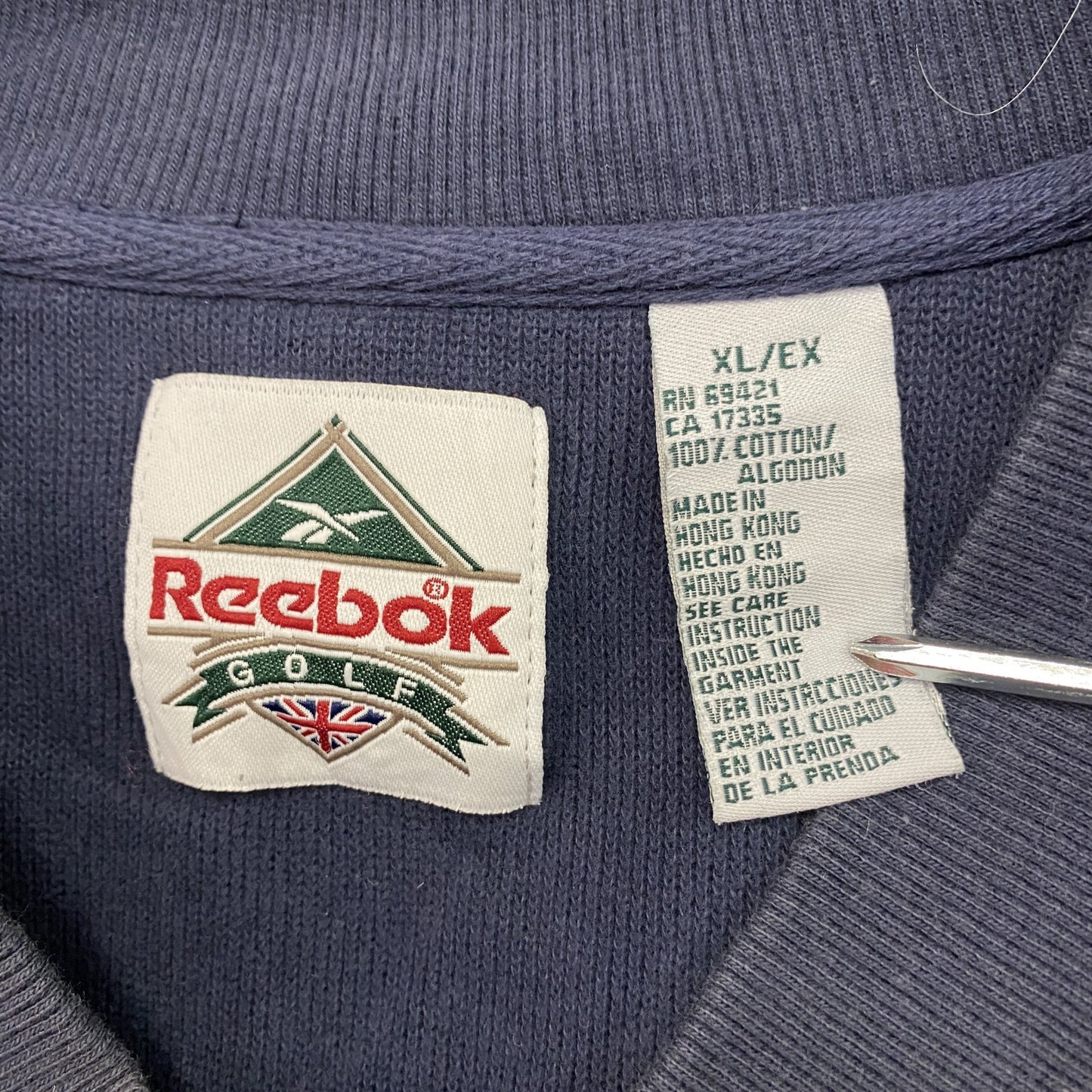 ~90s Reebok リーボック コットンニットベスト フェード ヴィンテージ 紺 ネイビー XLサイズ