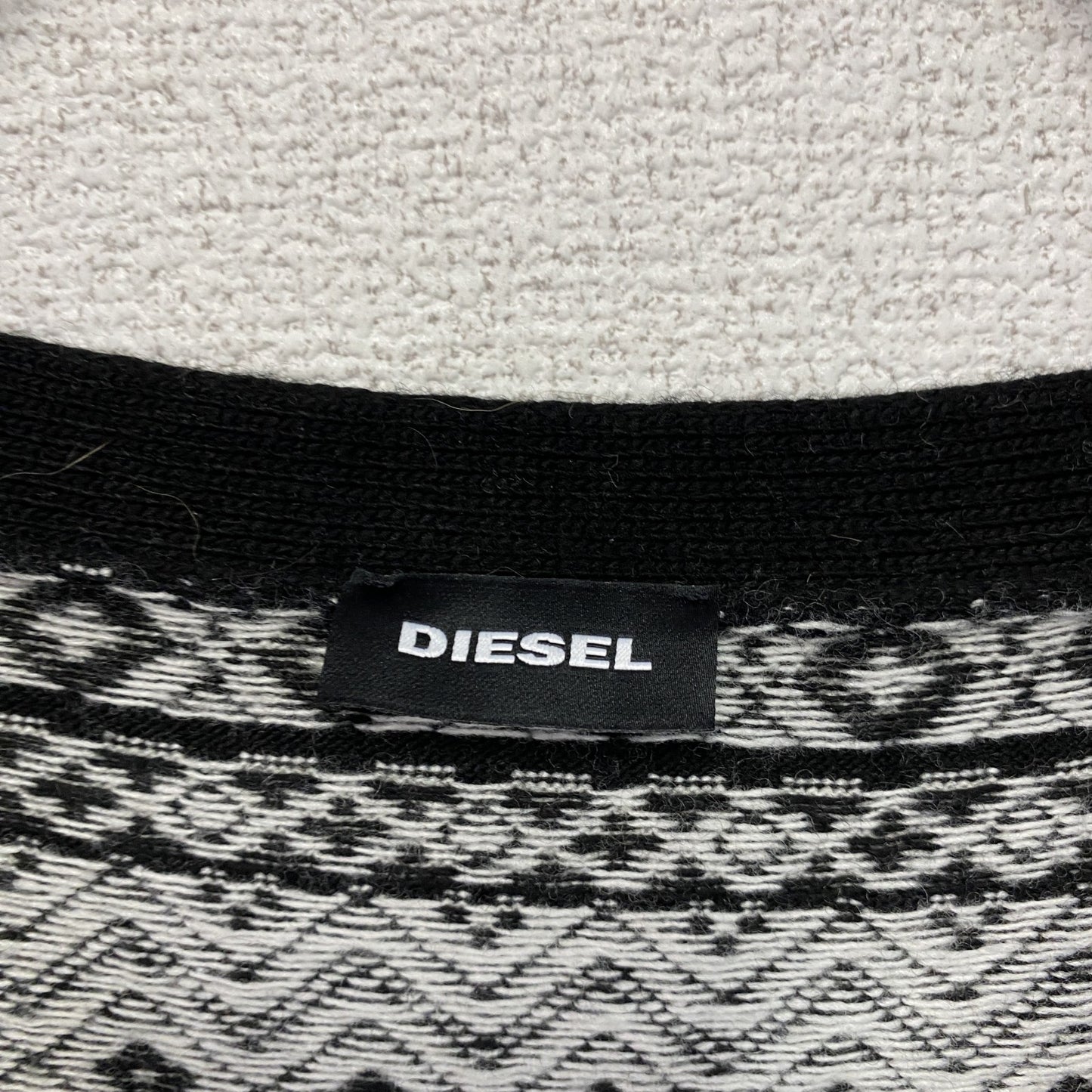 DIESEL ディーゼル ニットカーディガン バックパームツリープリント ネイティブ柄 黒 ブラック