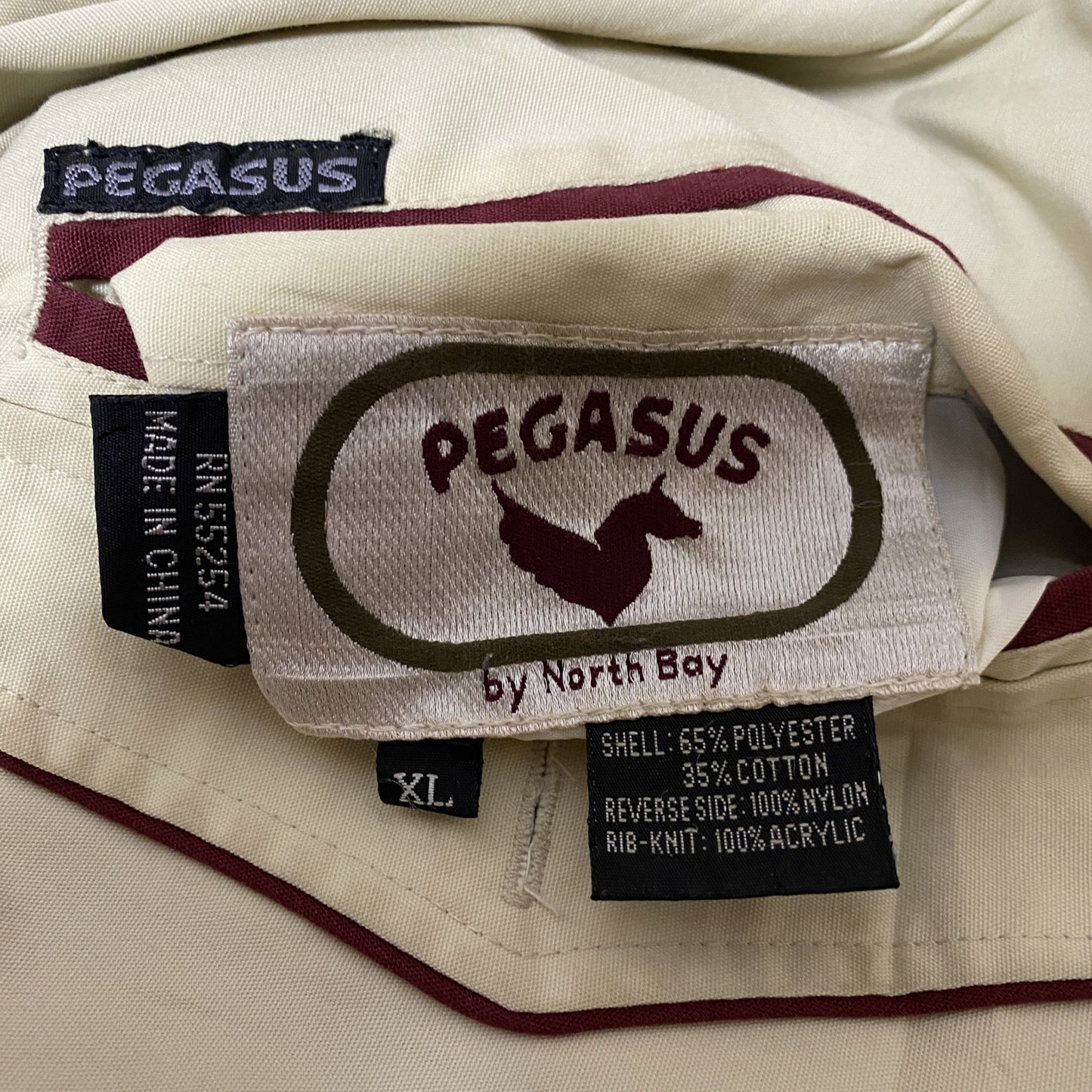古着 used PEGASUS ペガサス 長袖ナイロンジャケット スタジャン ブラウンレッド ヴィンテージ XLサイズ
