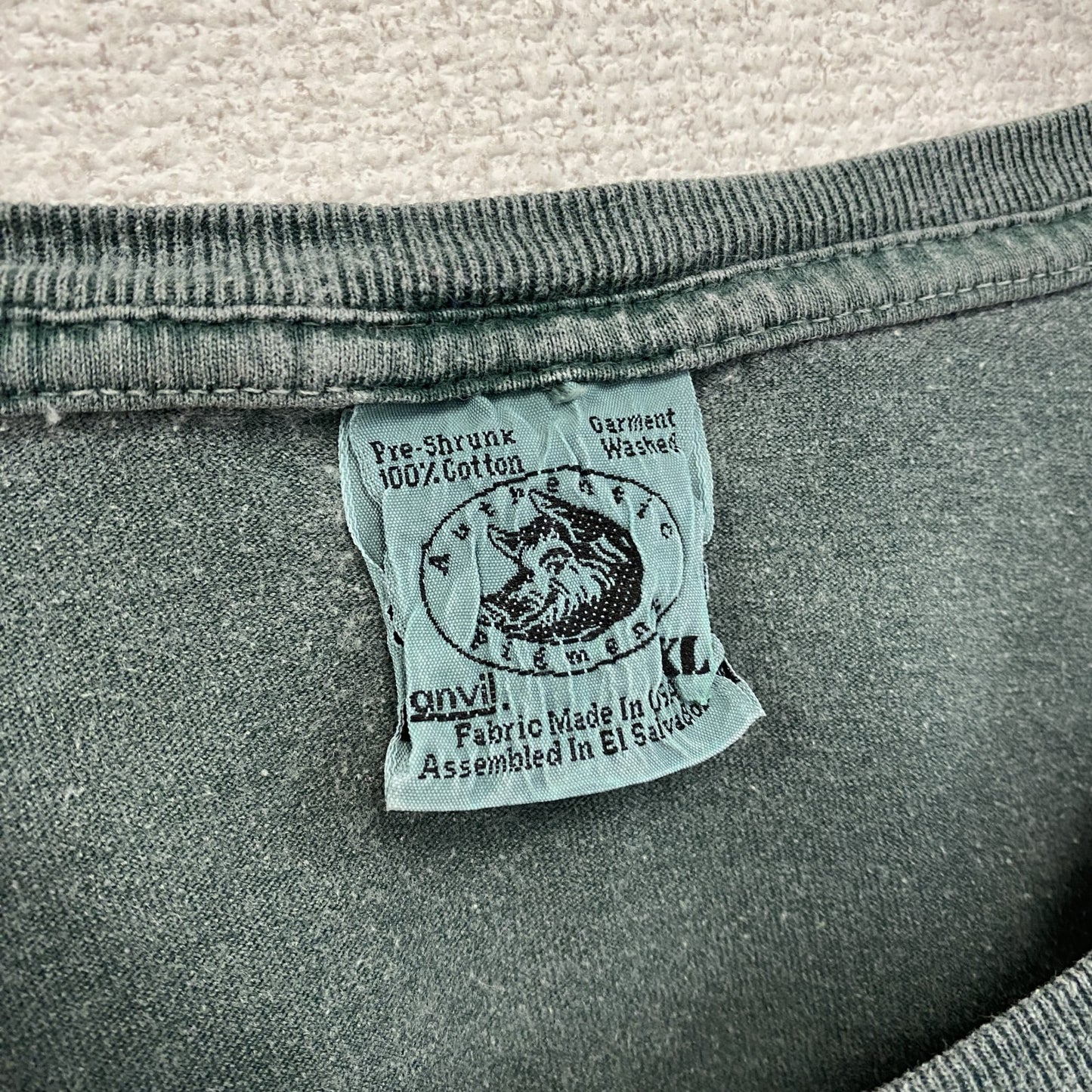 ~90s anvil アンヴィル 半袖プリントTシャツ カプセルプリント アーチプリント 3連プリント カーキ XLサイズ