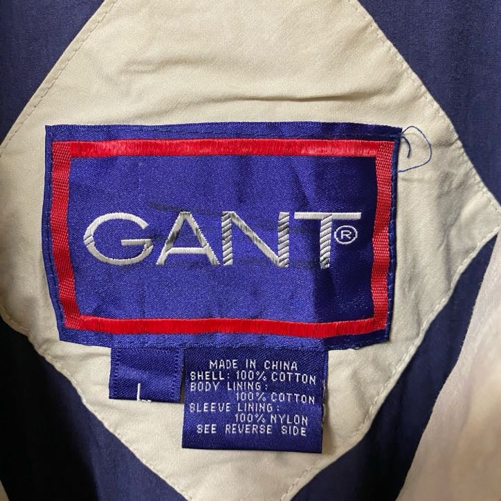 古着 used GANT ガント 長袖ナイロンジャケット マルチポケットアウター 秋冬服 ハイネック Lサイズ