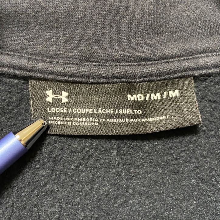 古着 used UNDER ARMOUR アンダーアーマー 長袖ハーフジップスウェット トレーナー 黒 ブラック Mサイズ
