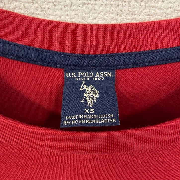 古着 used U.S.POLOASSN ユーエスポロアッスン 長袖Tシャツ ロンT ワンポイントロゴ刺繍 赤 レッド XSサイズ